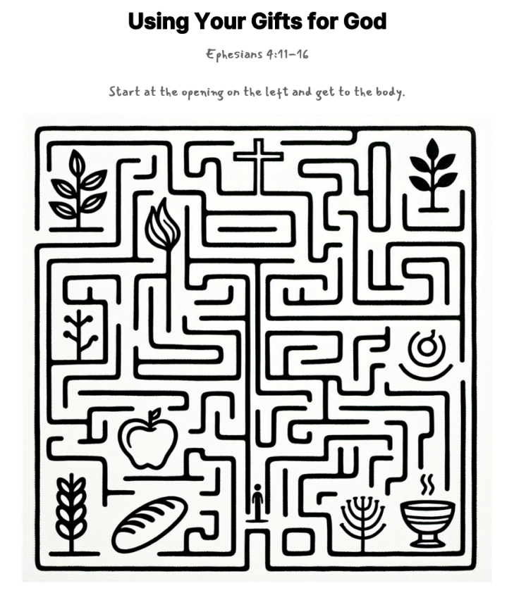 Using Your Gifts for God maze